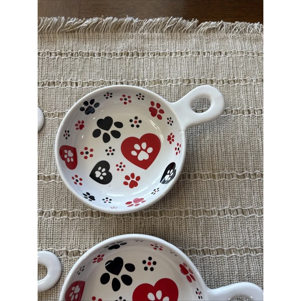 Temp-tations Pawfetti (4) Individual Handles Bowls Dog Cat Paw Prints Hearts